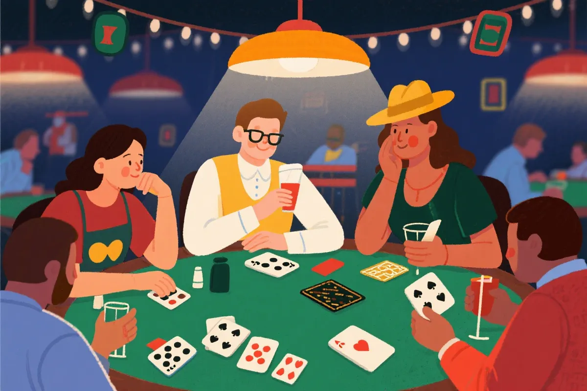 斗地主比赛氛围插画